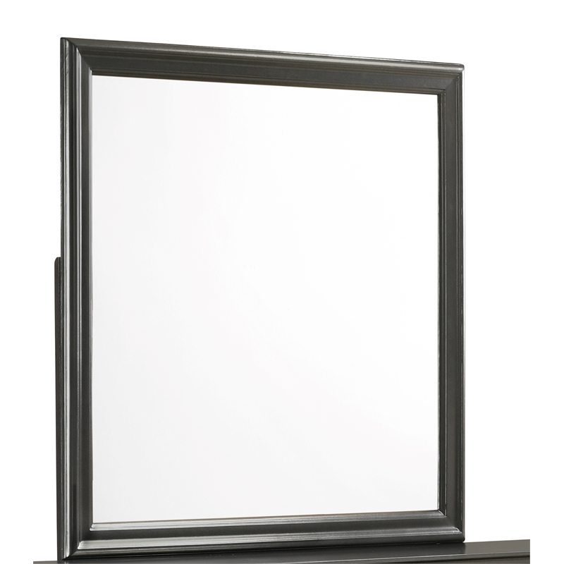 Modern Brooklyn Portrait Shape Mirror made with Wood in Gray