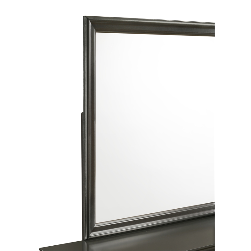 Modern Brooklyn Portrait Shape Mirror made with Wood in Gray