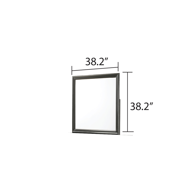 Modern Brooklyn Portrait Shape Mirror made with Wood in Gray