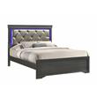 Brooklyn Modern Twin Size LED Bed made with Wood in Gray