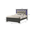 Brooklyn Modern Twin Size LED Bed made with Wood in Gray