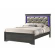 Brooklyn Modern Twin Size LED Bed made with Wood in Gray