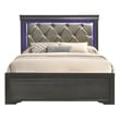 Brooklyn Modern Twin Size LED Bed made with Wood in Gray