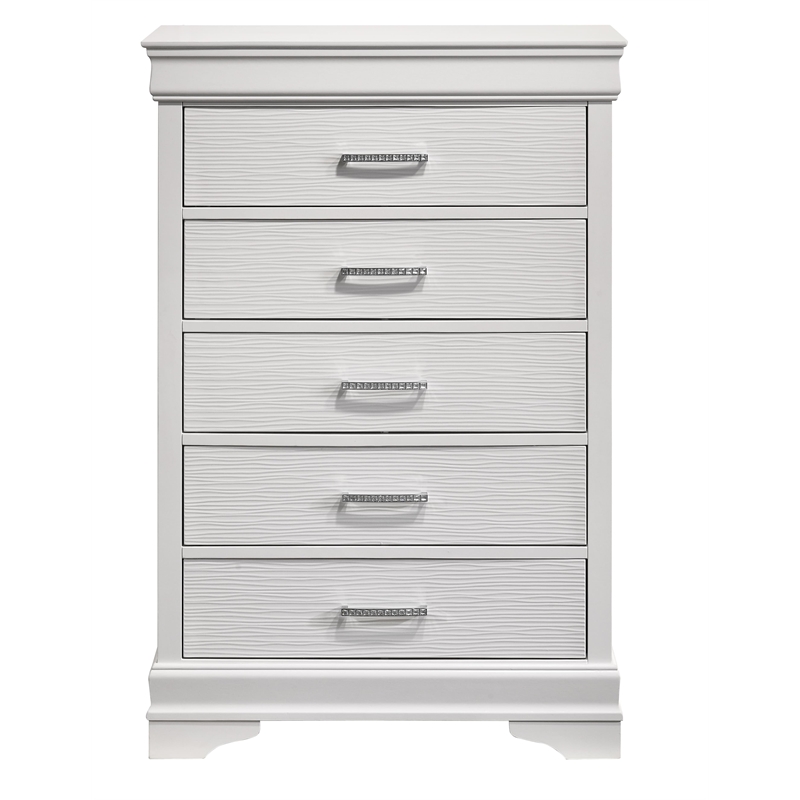 Brooklyn Modern 5 Drawers Chest made with Wood in White