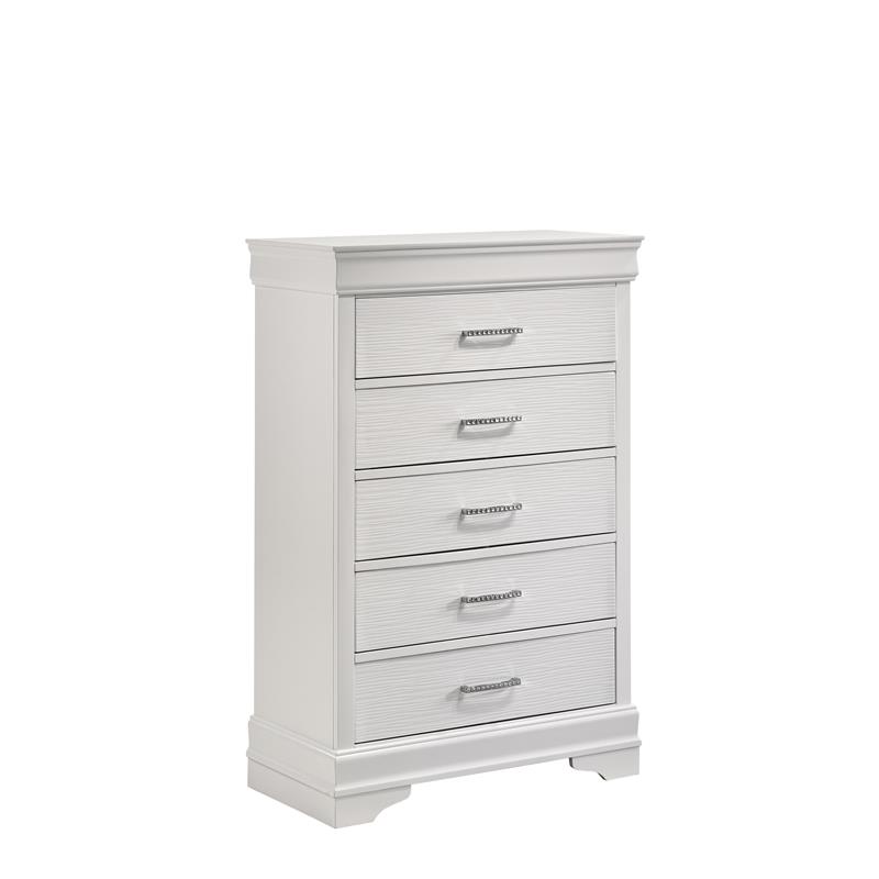 Brooklyn Modern 5 Drawers Chest made with Wood in White
