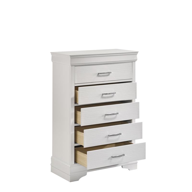 Brooklyn Modern 5 Drawers Chest made with Wood in White
