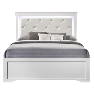 modern brooklyn queen size led bed made with wood in white