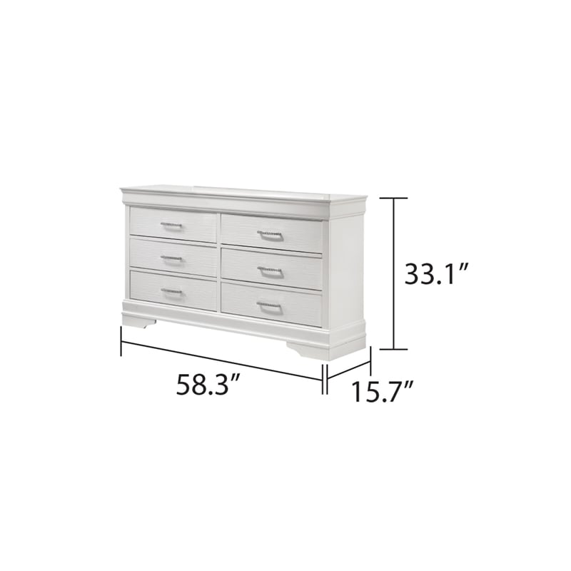 Brooklyn Modern 6 Drawer Dresser made with Wood in White