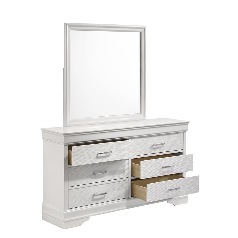 Brooklyn Modern 6 Drawer Dresser made with Wood in White