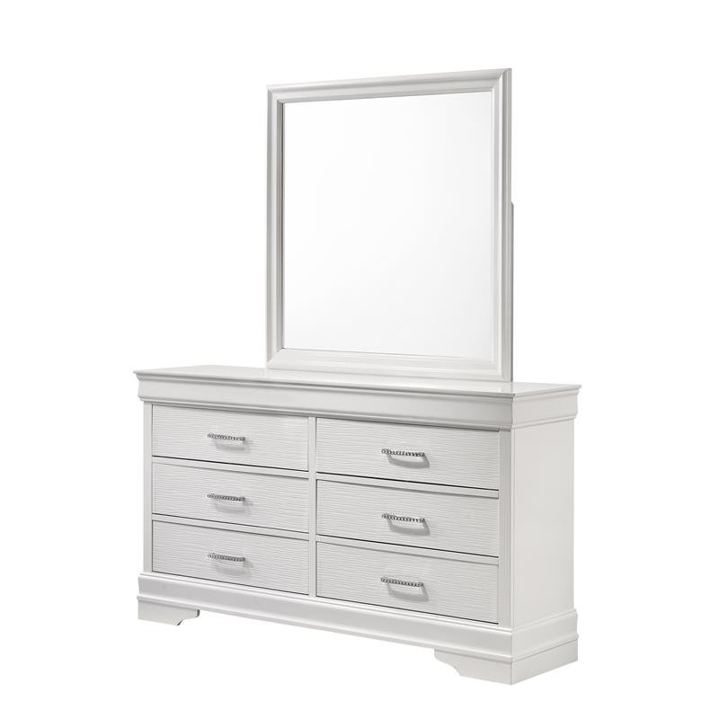 Brooklyn Modern 6 Drawer Dresser made with Wood in White