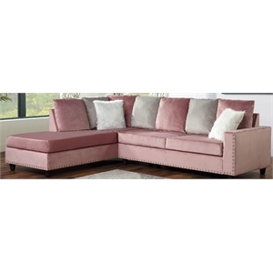 galaxy home martha wood reversible sectional in pink color with chaise