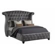 Sophia Crystal Tufted Upholstery Queen Size Bed finished with Wood in Gray