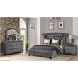 Sophia King 4 Pc Tufted Upholstery Bedroom Set Made With Wood in Gray