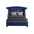 Sophia Crystal Tufted Upholstery Queen Size Bed finished with Wood in Blue