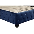 Sophia Crystal Tufted Upholstery Queen Size Bed finished with Wood in Blue