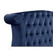 Sophia Crystal Tufted Upholstery Queen Size Bed finished with Wood in Blue