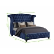 Sophia Crystal Tufted Upholstery Queen Size Bed finished with Wood in Blue