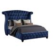 Sophia Crystal Tufted Upholstery Queen Size Bed finished with Wood in Blue