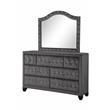 Sophia Crystal Tufted Mirror finished with Velvet Fabric / Wood in Gray