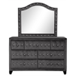 Sophia Crystal Tufted Mirror finished with Velvet Fabric / Wood in Gray