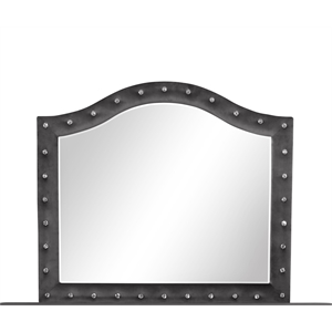Sophia Crystal Tufted Mirror finished with Velvet Fabric / Wood in Gray