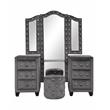 Sophia Crystal Tufted Vanity Set finished with Velvet Fabric / Wood in Gray