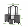 Sophia King 4 Pc Tufted Upholstery Vanity Bedroom Set Made With Wood in Gray