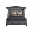 Sophia King 4 Pc Tufted Upholstery Vanity Bedroom Set Made With Wood in Gray