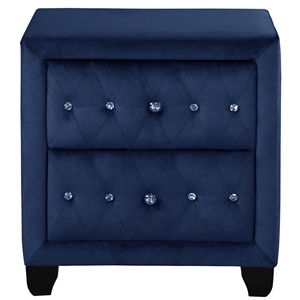 sophia crystal tufted nightstand finished with velvet fabric / wood in blue