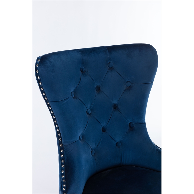 Simba Stainless Steel 2 Piece Chair Finish with Velvet Fabric in Blue