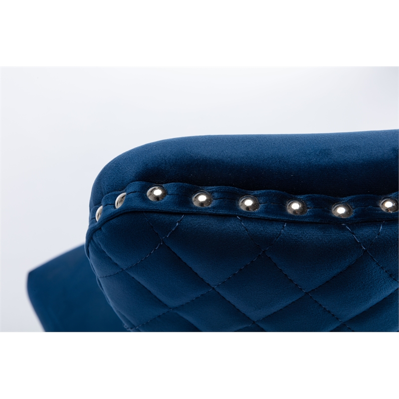 Simba Stainless Steel 2 Piece Chair Finish with Velvet Fabric in Blue
