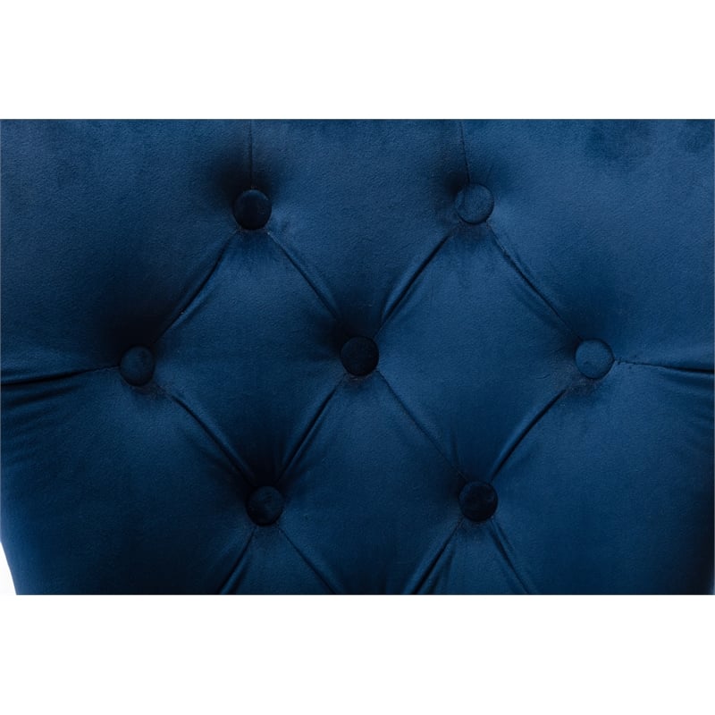 Simba Stainless Steel 2 Piece Chair Finish with Velvet Fabric in Blue