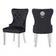 Simba Stainless Steel 2 Piece Chair Finish with Velvet Fabric in Black