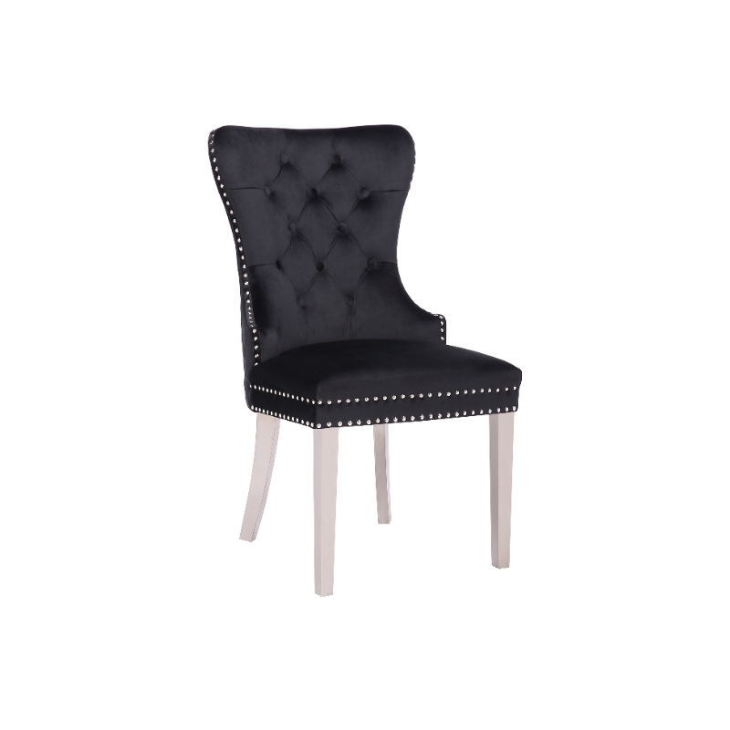 Simba Stainless Steel 2 Piece Chair Finish with Velvet Fabric in Black
