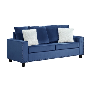 morris living room velvet material sofa collection in color blue