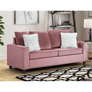morris living room velvet material sofa collection in color pink