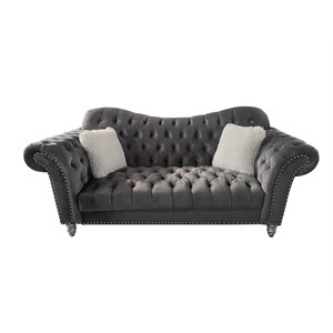 jessica living room velvet material sofa collection in color gray