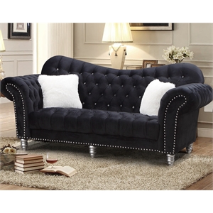 jessica living room velvet material sofa collection in color black