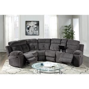 arizona living room chenille fabric sectional collection in color gray