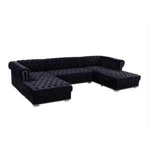 galaxy home modern monalisa sectional collection in black with velvet finish