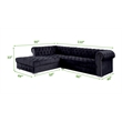 Monica Living Room Velvet Fabric Sectional Collection in Color Black