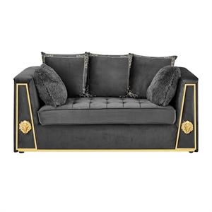 valantino living room velvet material love seat collection in gray