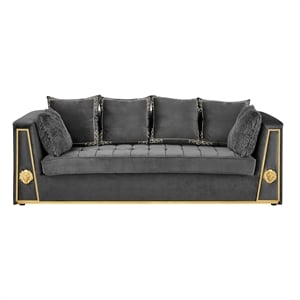 valantino living room velvet material sofa collection in gray
