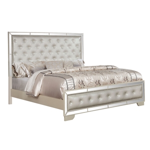 madison queen size upholstery bed made with wood in beige color