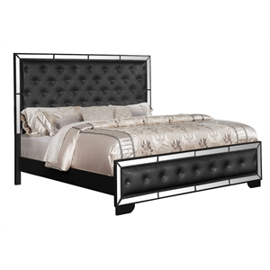 madison queen size upholstery bed made with wood in black color
