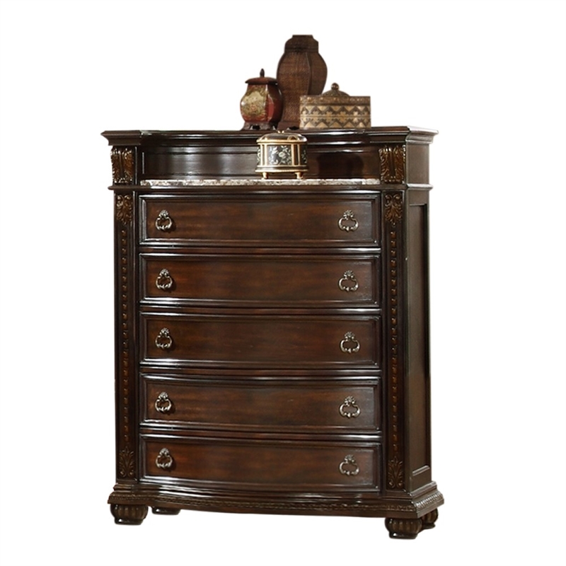 Roma Traditional Style Chest made with Wood in Dark Walnut
