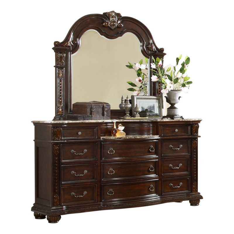 Roma Traditional Style Dresser made with Wood in Dark Walnut