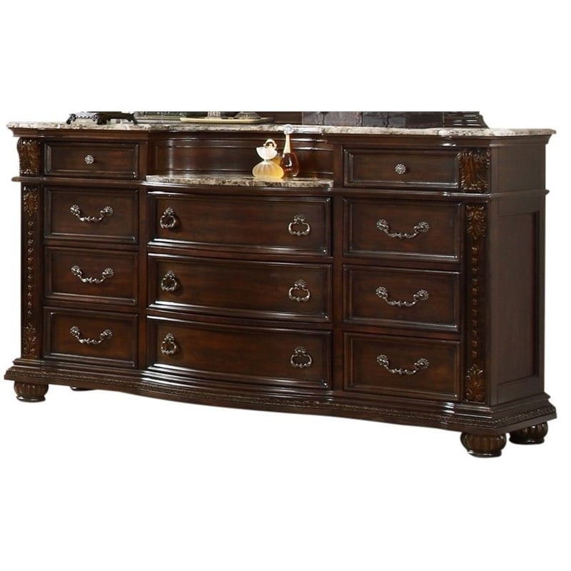 Roma Traditional Style Dresser made with Wood in Dark Walnut