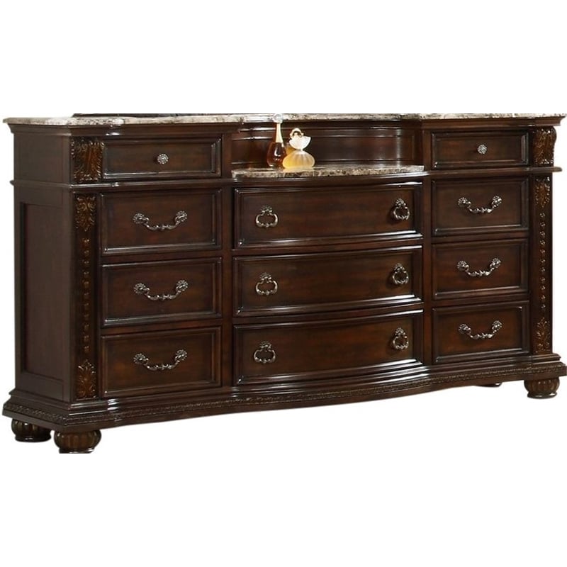Roma Traditional Style Dresser made with Wood in Dark Walnut
