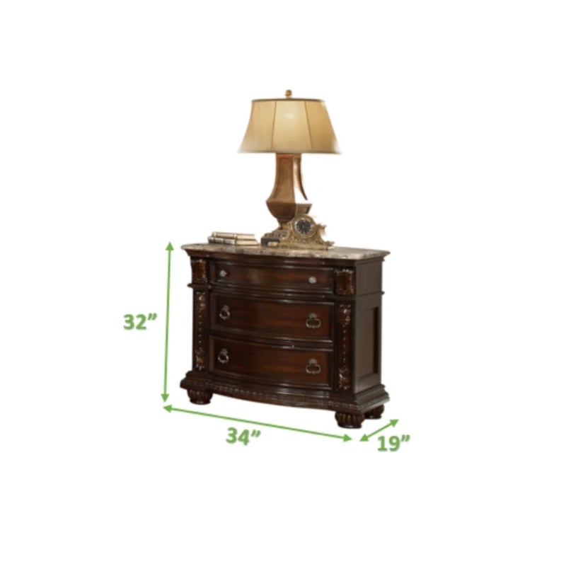 Roma Traditional Style Queen 4 Pc Bedroom set made with Wood in Dark Walnut